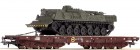 66496 Roco 6 axle Flat car loaded with armored recovery vehicle of Italian army